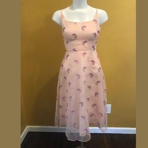 Jill Stuart Pink Embroidered Organza floral Dress